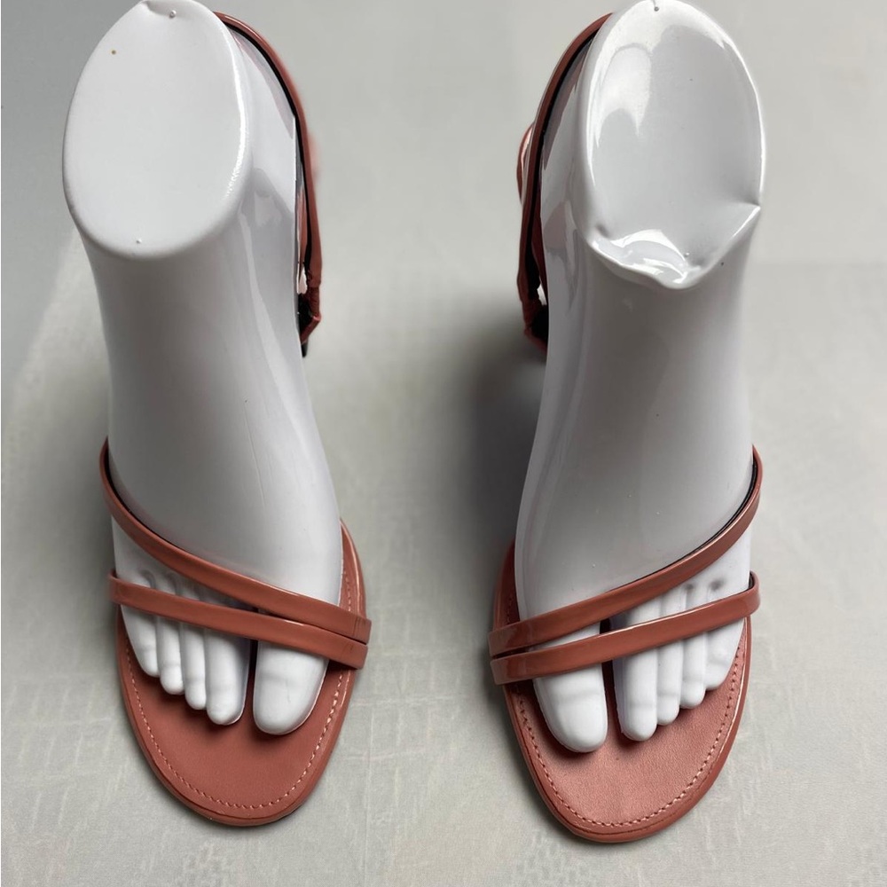 ZARA STRAPPY BLOCK HEEL SANDALS color red wine  SIZE 8